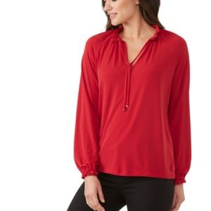 Michael Kors Petite Shirred High Neck Top